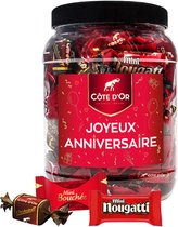 Best of Côte d'Or chocolademix "Joyeux Anniversaire" - chocolade verjaardagscadeau - Mini Bouchée, Mini Nougatti & Chokotoff - 600g