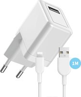 12W USB Stekker met Oplaadkabel - Geschikt voor oudere iPhone en iPad Oplader Kabels - Wit - 1 Meter