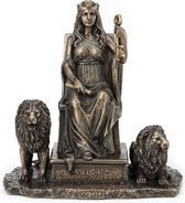Veronese Design Beeld/figuur - Cybele Griekse Moeder der Goden - Zittend op Troon - (hxbxd) ca. 18cm x 19cm x 13cm
