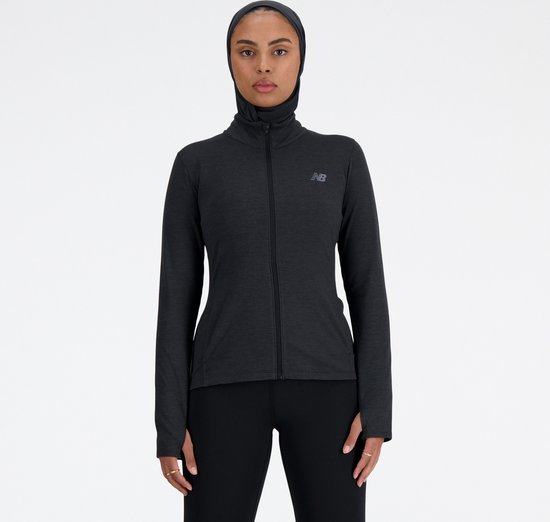 Pull de sport pour femme New Balance Space Dye Jacket - Zwart HEATHER - Taille M