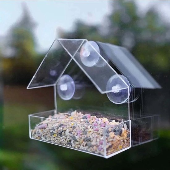 Vogelvoederhuisje raam - Vogelhuisjes - Doorzichtig met Zuignap - Vogels spotten - Vogel Voeder Huisje voor aan het Raam - Transparant - Merkloos