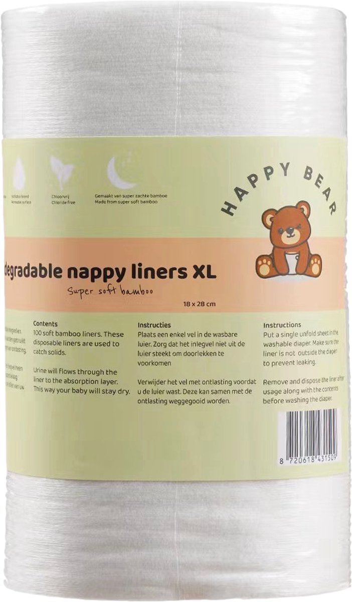 Bamboe inlegvellen XL - 1 rol - 100 vellen - wasbare luiers - inleggers - ontlasting