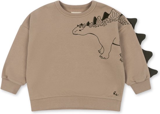 Konges Sløjd Lou Sweatshirt/Trui Animal Spike Dino - Oxford Tan - Maat 12 maanden