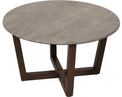 Salontafel MCW-M61, bijzettafel sofatafel, massief hout HPL laminaat melamine Ø80cm, betonlook, donker frame