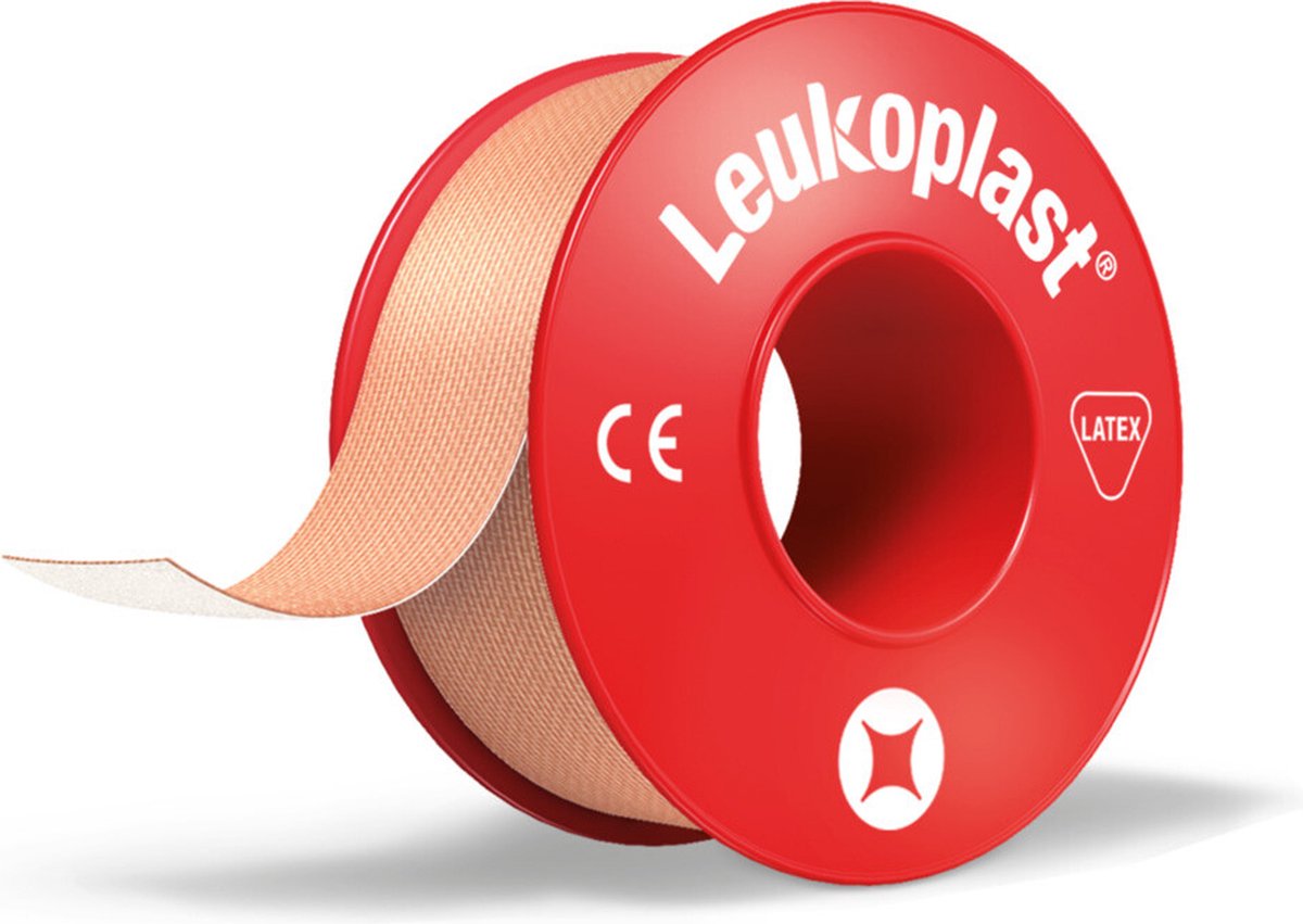 Leukoplast, hechtpleister met klemring 1,25cm x 5m, doosje 24 stuks