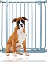 Bettacare Elite Hondenhek Assortiment, 65.5cm - 74.5cm (72 opties beschikbaar), Mat Grijs, Druk Montage Hek voor Honden en Puppy's, Huisdier en Hond Barrière, Eenvoudige Installatie