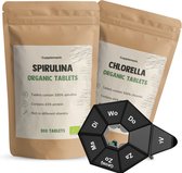 Cupplement - Set Chlorella & Spiruline - 300 Comprimés de Chlorella & 300 Spiruline - Pilulier Gratuit - Bio - Geen Poudre ni Flocons - Supplément - Superaliment - Algues