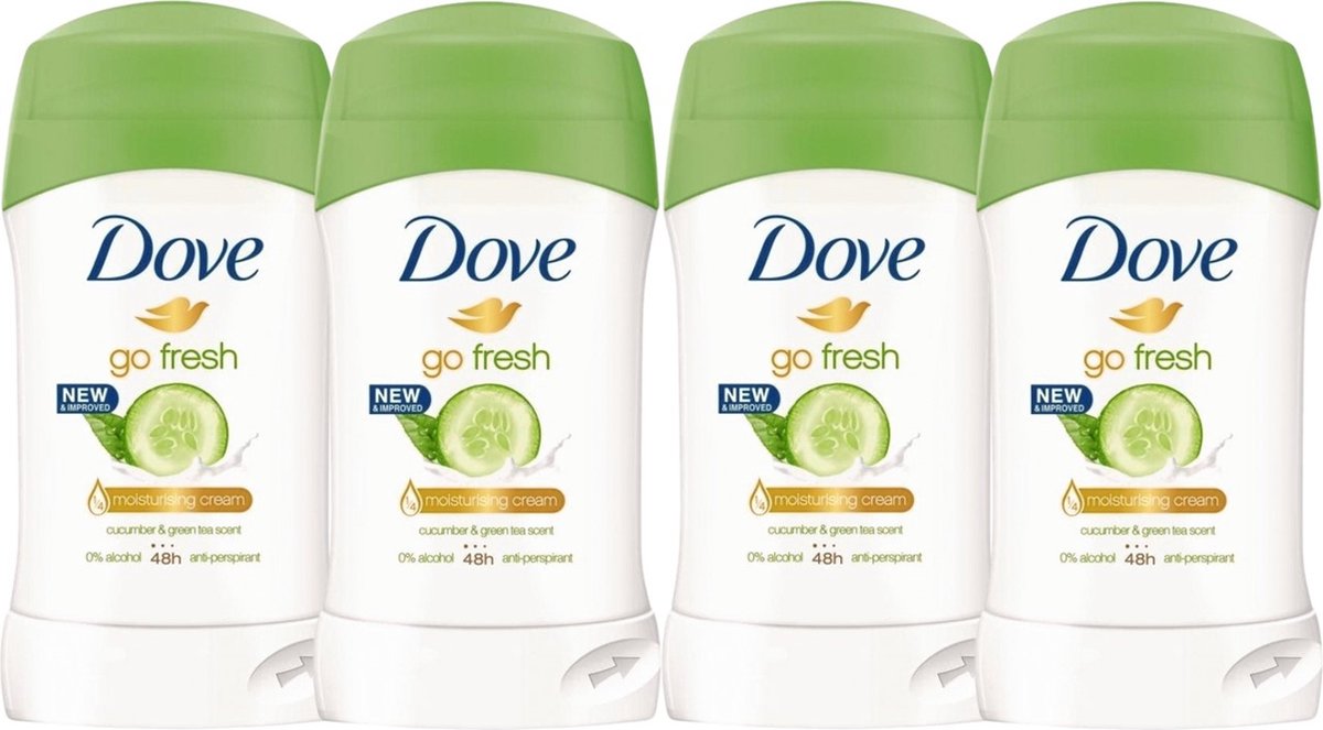 Goedkoopste Dove Deo Stick - Go Fresh Cucumber Green Tea - 4 x 40 Gram