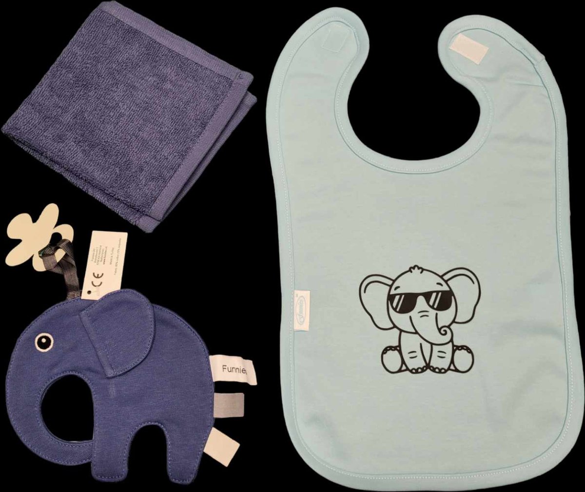 Goedkoopste Kraamcadeau -blauw - olifant - slab - spuugdoek - speendoekje.