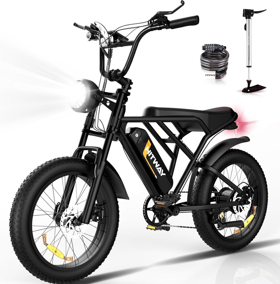 Hitway Elektrische Fiets BK29 - 20*4.0 Inch Fatbike - Mountain Snow EBike met Afneembare 48V 15Ah Lithium Batterij - City Commuter E-Bike met 250W Motor - 7 Versnellingen - IP54 Waterdicht - Hitway