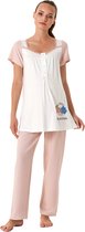 Feyza - Dames Zwangerschap Pyjama Set, Korte Mouwen, Roze - S