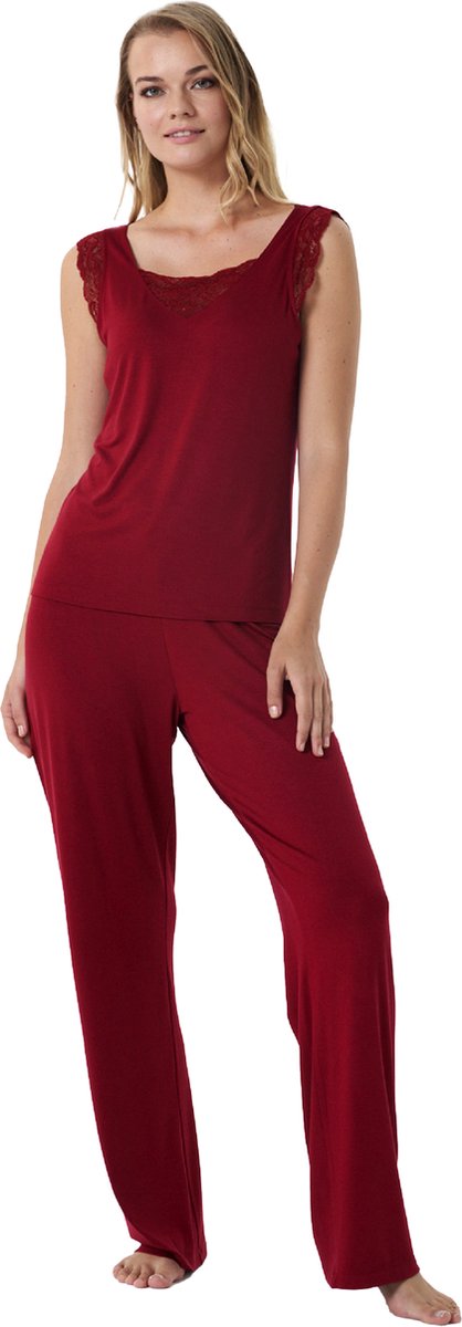 Feyza Dames Pyjama Set, Korte Mouwen, Rood