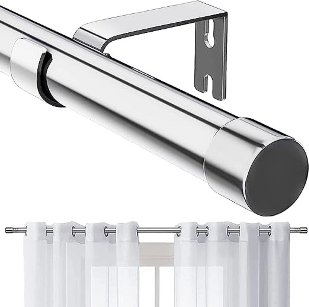 gordijnroede - kledingstang, douchegordijnstang, extra lang, gordijnroede voor badkamer, slaapkamer, 76-116 cm
