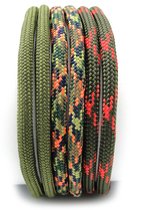 Paracord armbandjes voor heren set van 3 met verstelbare schuifknoop vanaf 17 cm in groen oranje en rood