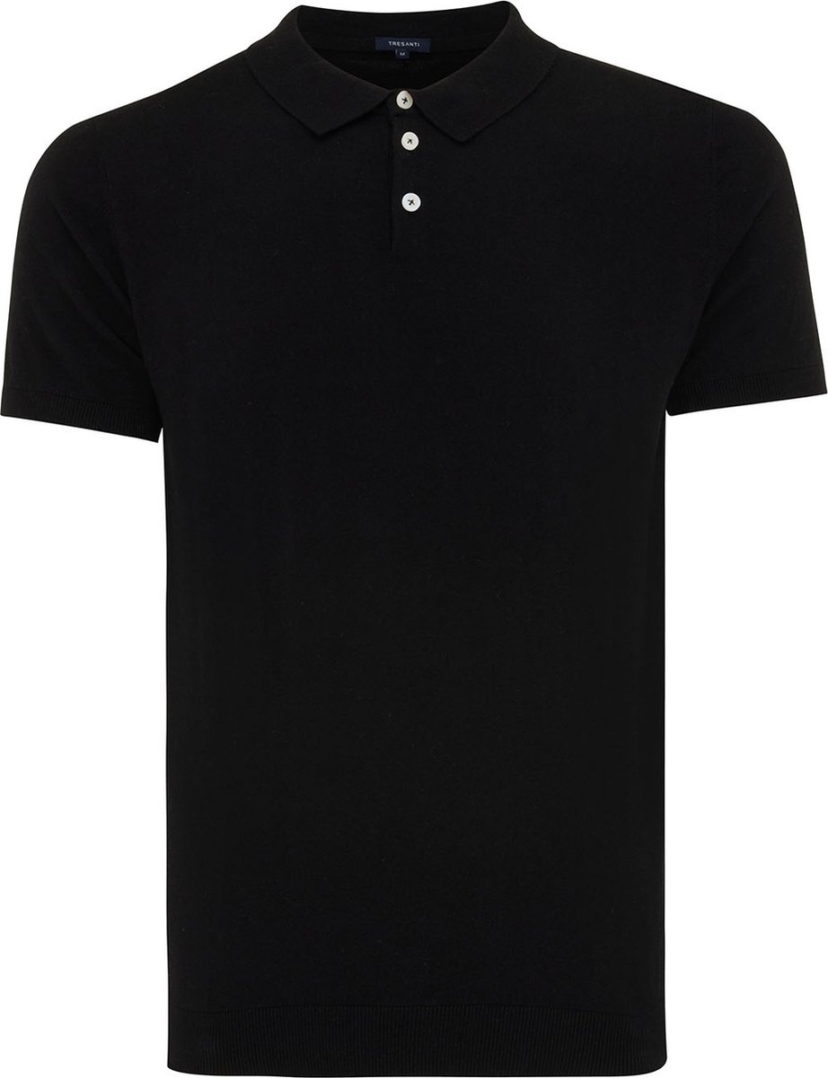 TRESANTI | TREVOR I Basic gebreide polo katoen cashmere | zwart | Size M