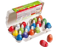 Tony's Chocolonely Paaseitjes Chocolade Mix Groot - Paascadeautjes voor Kinderen - 18 Paaseieren in Eierdoos - Paaschocolade - 10 Verschillende Smaken - 1 x 255 Gram