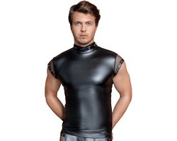 Matte Wetlook Shirt met Netstof Elementen