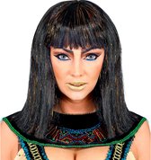 Widmann - Egypte Kostuum - Pruik Farao Cleopatra Met Klatergoud - Zwart, Goud - Carnavalskleding - Verkleedkleding
