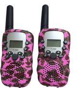 DrPhone WT388- 22 kanaals Walkie Talkies - Voor Kinderen – 6 Kilometer - Camouflage Roze