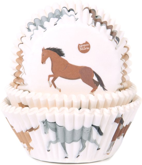 House of Marie Cupcake Vormpjes Baking Cups Paarden pk/50 bol