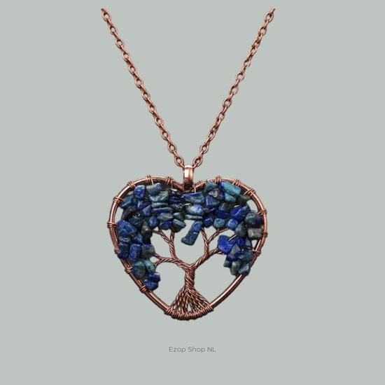 Mode pendentif arbre de vie en Lapis Lazuli, bijoux de guérison uniques en Natuursteen