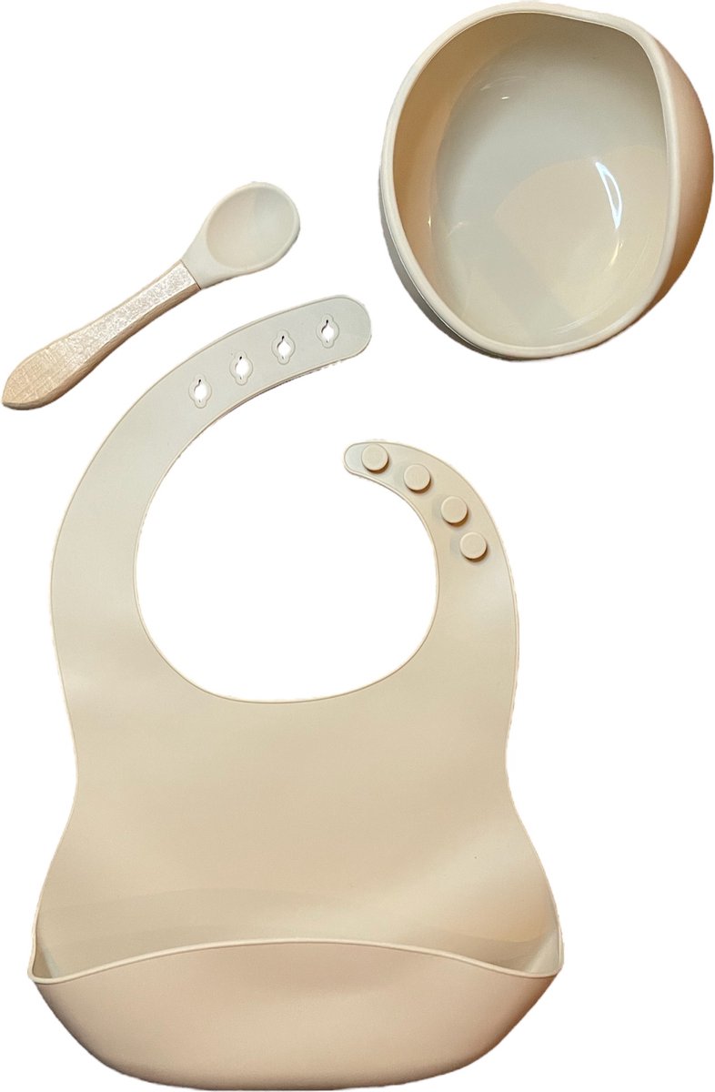 Goedkoopste Serviesset 3-delig | Beige | Baby | Kind | Siliconen | Eten | Kraamcadeau | Jongen | Meisje