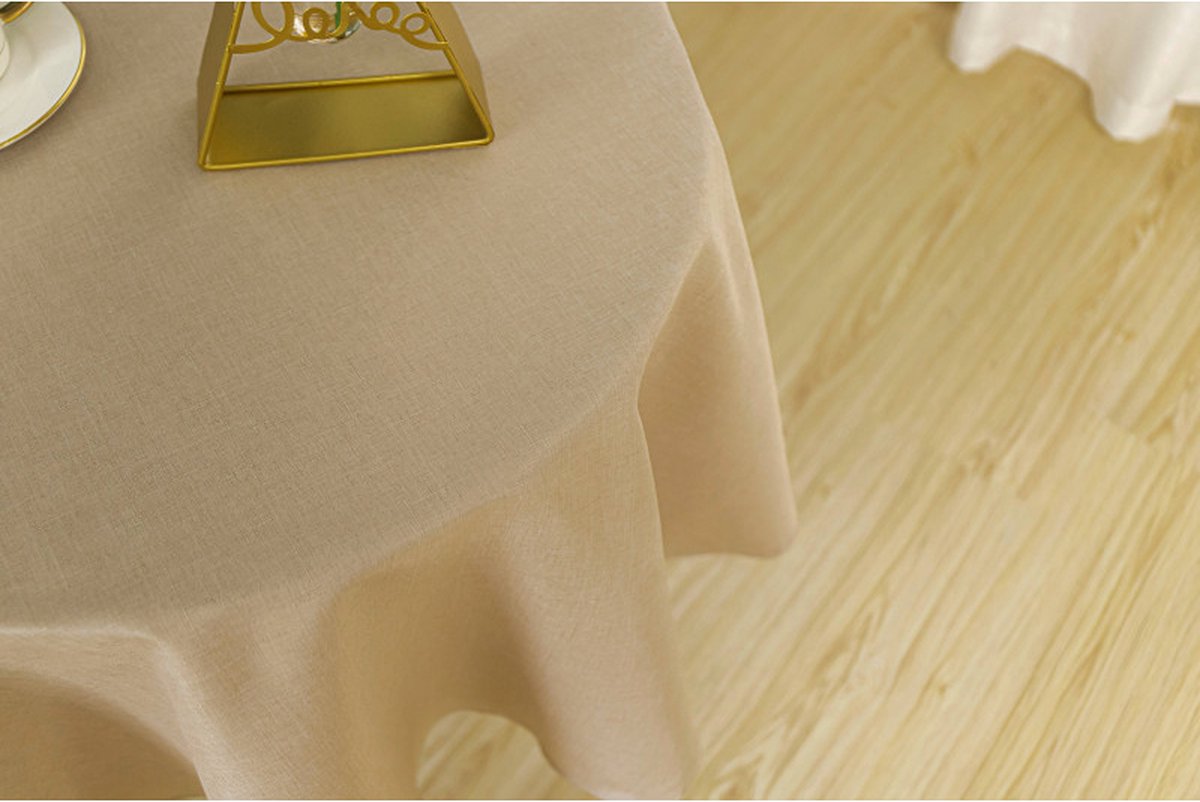 Univers Décor - Rond vlekbestendig effen beige tafelkleed - 160 cm
