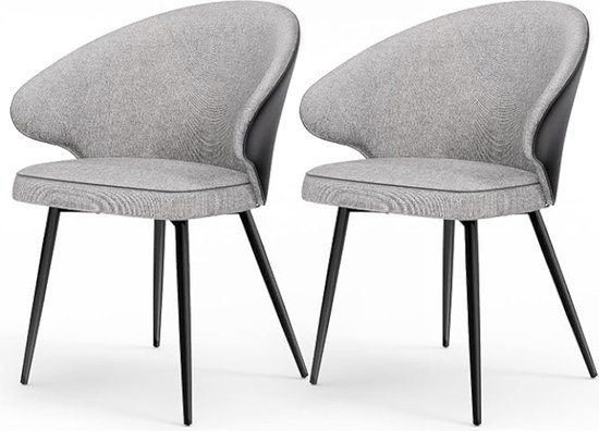 Chaises de salle à manger lot de 2 chaises de cuisine chaises rembourrées chaise avec accoudoirs pieds en métal chaises de salon modernes pour salle à manger cuisine gris clair