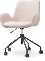 Nolon Nout-Eef Bureaustoel Beige - Stof - Verstelbaar - Wielen - Zwart Onderstel - Lage Armleuning - Modern - Design - Comfortabel