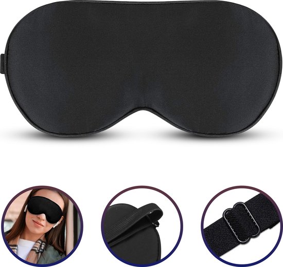 ATreebag Zijden slaapmasker voor vrouwen en heren, 100% huidvriendelijk zijden oogmasker, groot nachtmasker met verstelbaar klittenband voor thuis en op reis, 1 stuk (lichtpruim