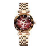 Dameshorloge Fashion Jewelry Seno - RVS - Waterdicht - Rose Goud/Rood - Horloges voor Vrouwen - Dames Horloge - Dameshorloge - Meisjes Horloges - Goud