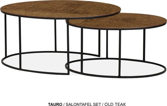 Maxfurn - Set ovale salontafel | kleur: Old Teak