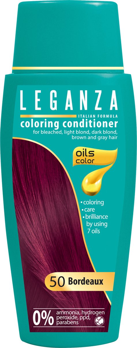 Leganza Coloring Conditioner - Kleur Bordeaux Rood - 100% Natuurlijke Oliën - 0% Waterstofperoxide / PPD / Ammoniak