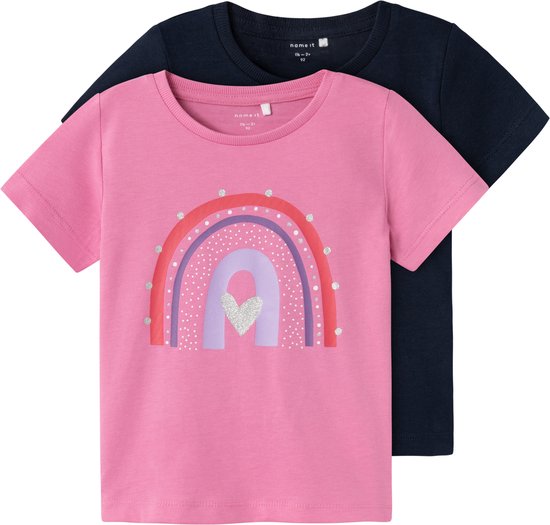 NAME IT NMFBEATE 2P SS TOP PB T-shirt Filles - Taille 98