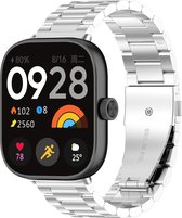 Strap-it Stalen schakel band - metalen bandje geschikt voor Redmi Watch 4 / Xiaomi Smart Band 8 Pro (zilver)