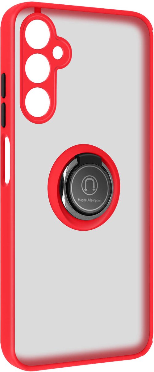Avizar Case Geschikt voor Samsung Galaxy A05s Metalen Ring Ondersteuningsfunctie, Rood