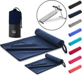 Blumtal Fitness Handdoek Set van 2 - Microvezel Sporthanddoek Gym 180 x 90 cm + 80 x 40 cm - Sporthanddoek 2 Stuks - Dark Ocean Blue