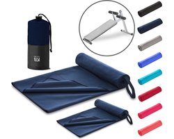 Blumtal Fitness Handdoek Set van 2 - Microvezel Sporthanddoek Gym 180 x 90 cm + 80 x 40 cm - Sporthanddoek 2 Stuks - Dark Ocean Blue
