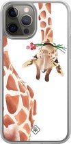 Casimoda® hoesje - Geschikt voor iPhone 12 Pro - Giraffe - 2-in-1 case - Schokbestendig - Giraffe - Verhoogde randen - Bruin/beige, Transparant