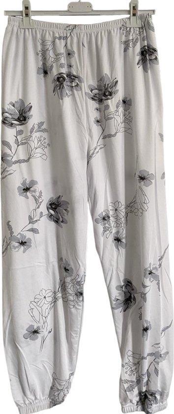 FINE WOMAN® Pyjama Broek met elastische bies 716 XXL 44-46 wit/grijs