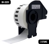 DULA Brother Compatible DK-22211 - Doorlopende labelrol - 3 rollen - 29 mm x 15,24 m - Zwart op wit - Filmtape