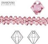 Swarovski Elements, 24 stuks hangende bicone (6301), 8mm, light rose