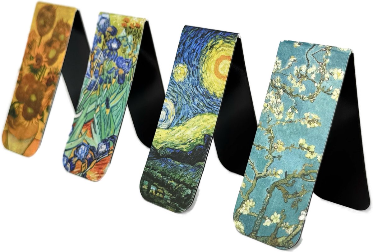 3BMT® Bladwijzer - set van 4 Boekenleggers - Magnetische Bookmark - Van Gogh collectie