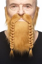 Barbe avec moustache et tresses Viking blond autocollant