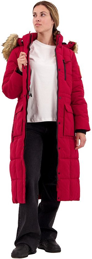 Superdry Longline Everest Jack Van Imitatiebont Rood L Vrouw