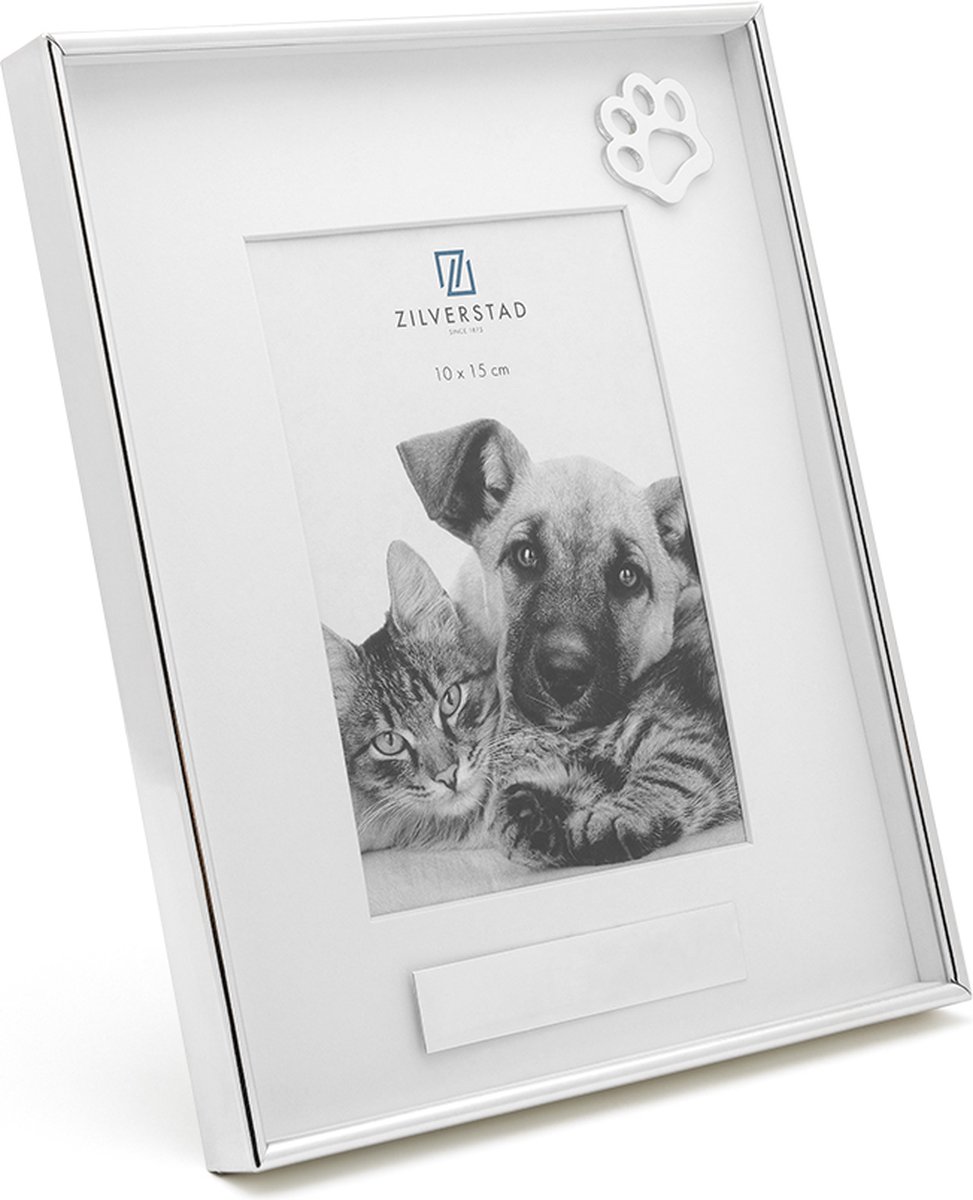 Zilverstad Memory fotolijst Huisdier met pootje 10x15 cm Zilver