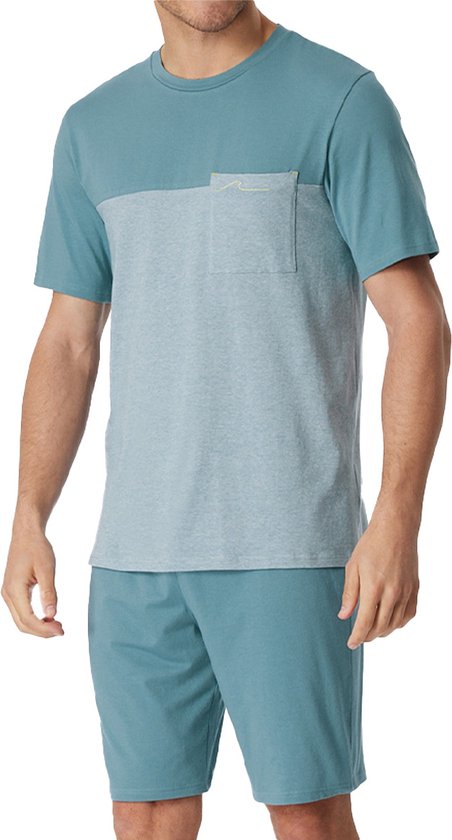 Schiesser Heren pyjama kort ronde hals - 95/5 Nightwear, Khaki_182608, 58
