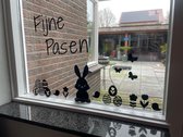 Autocollants de fenêtre de Pasen réutilisables - Joyeuses Pâques - Zwart - Décoration de fenêtre - Autocollants de Pâques statiques - Haute qualité