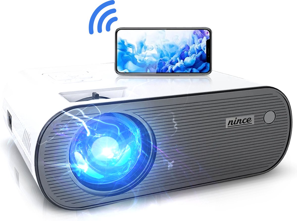 Nince Beamer C10 Model - Input tot Full HD - 7000 Lumen - Streamen Vanaf Je Telefoon Met WiFi - Mini Projector - Mini Beamer - Nince