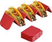 2-pack opvouwbare tacohouder voor zachte en harde tacokommen, tacostandaard voor maximaal 3 of 4 taco's, plastic tacobakhouder, ruimtebesparend, BPA-vrij, vaatwasmachinebestendig, rood